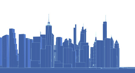 Fototapeta premium modern city architectural landscape sketch 3d illustration