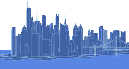 Fototapeta premium modern city architectural landscape sketch 3d illustration