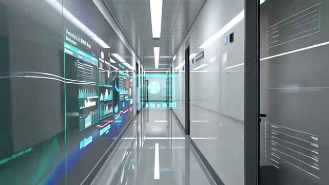 Futuristischer Serverraum mit digitalen Interfaces