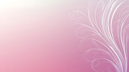 A gradient pink background features elegant white floral line art
