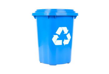 Blue Recycle Bin Isolated On Transparent Background