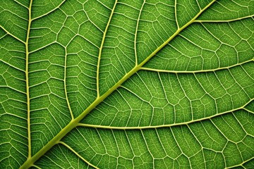 Close View of a Green Tree Leaf Showcasing Intricate Details and Structure in Macro Scale With Natural Patterns Generative AI