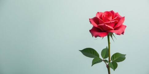 Obraz premium Single rose blooms in solitude against a plain backdrop, nature, rose