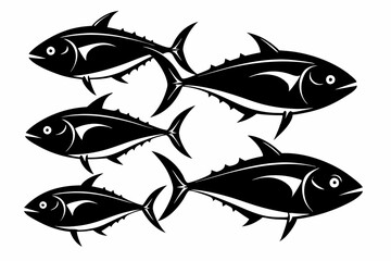 tuna fish set line art silhouette vector illustration