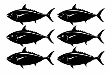 tuna fish set line art silhouette vector illustration