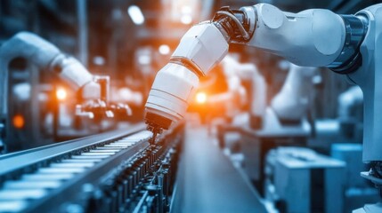 Advanced Robotic Arm in Modern Automated Manufacturing Facility