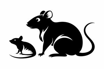mouse rat set line art silhouette vector illustration
