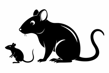 mouse rat set line art silhouette vector illustration