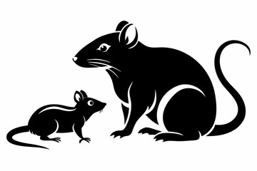 mouse rat set line art silhouette vector illustration