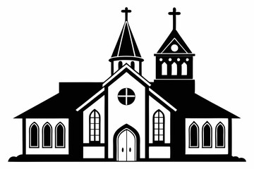 church line art silhouette vector illustration