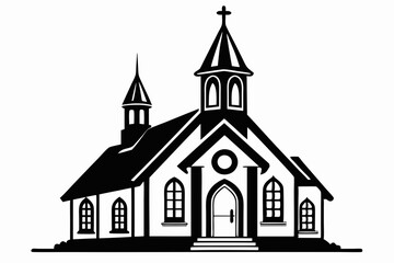 church line art silhouette vector illustration