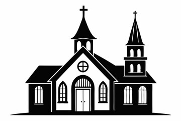 church line art silhouette vector illustration