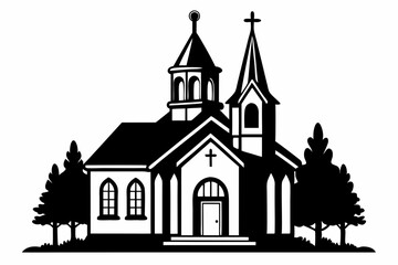 church line art silhouette vector illustration