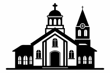 church line art silhouette vector illustration