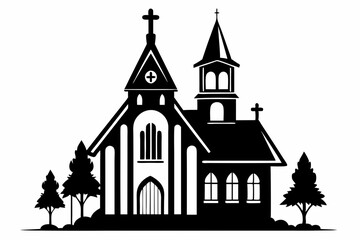 church line art silhouette vector illustration