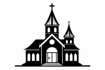 church line art silhouette vector illustration