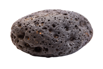 Closeup Detailed View of a Dark Gray Porous Volcanic Rock Specimen