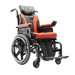 Black and Red Wheelchair Isolated On Transparent Background