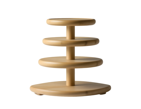 Wooden spiral shelves isolated on transparent background
