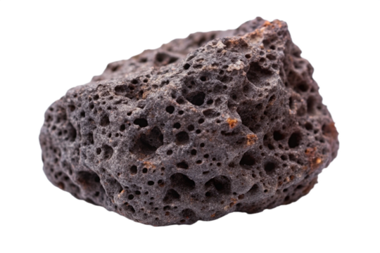 A Detailed Closeup of a Porous Volcanic Rock Specimen against a Black Background