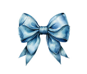 Naklejka premium water color blue bow on white background