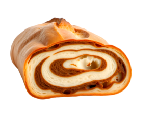 Slice of cinnamon roll isolated on transparent background