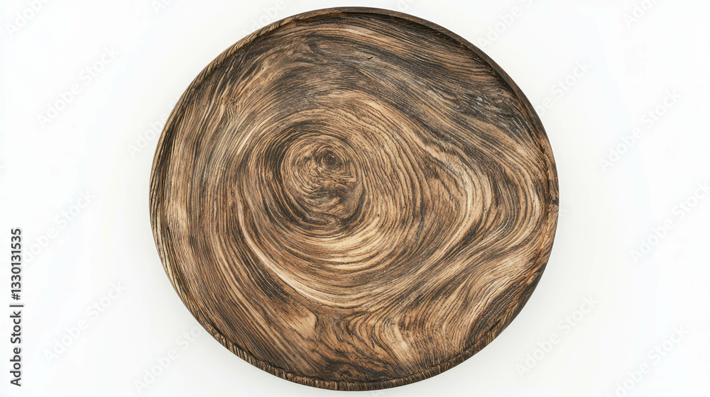 Poster realistic empty round wooden coaster for home decor and table setting