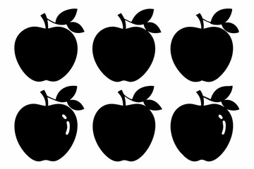 apple fruit set line art silhouette vector illustration