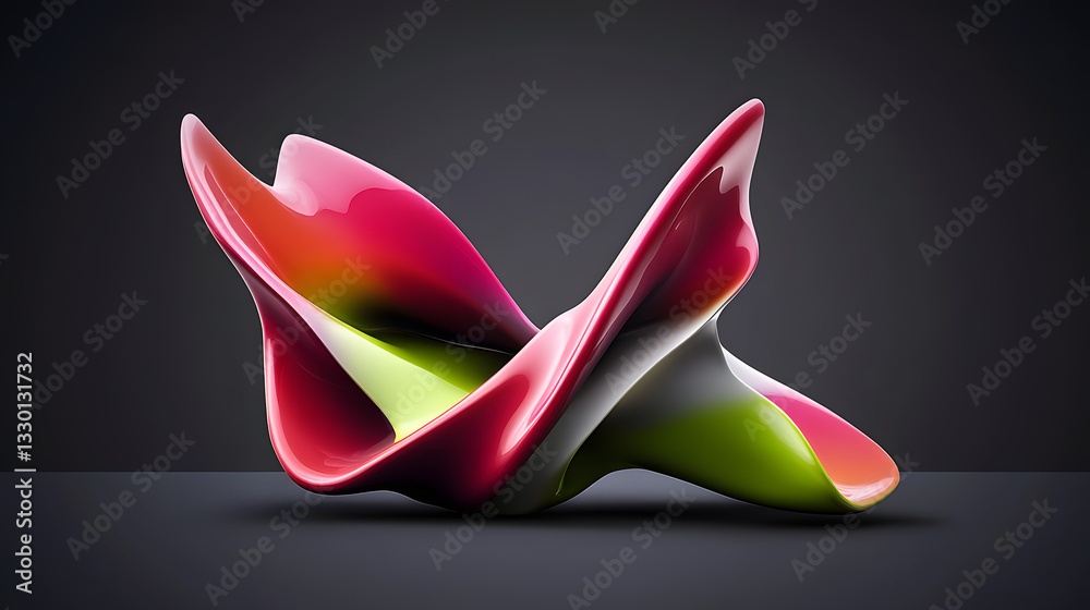 Poster abstract multidimensional shapes in neon colors creating a colorful object that captivates the imagi
