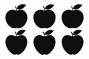 apple fruit set line art silhouette vector illustration