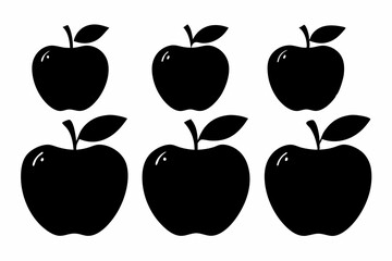 apple fruit set line art silhouette vector illustration