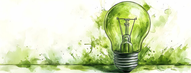 Green lightbulb, eco concept