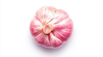 Fresh purple garlic clove on white background