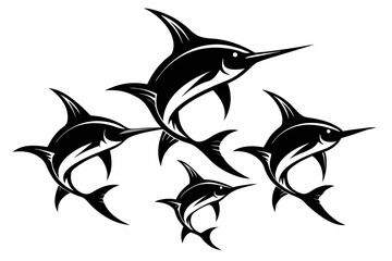 Fototapeta premium swordfish set line art silhouette vector illustration