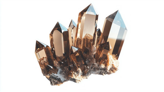 Majestic cluster of smoky quartz crystals with phantom inclusions for nature and mineral enthusiasts