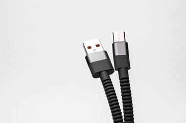 USB type C cable isolated on white background