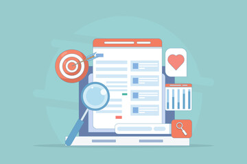 Website Optimization Strategy Concept, Website Analytics Report, SEO Target Marketing, Digital Advertising Campaign Report. search engine optimization, SEO growth, search engine optimization, analytic