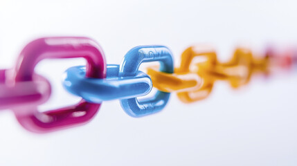 Colorful plastic chain links in vibrant hues create playful and dynamic visual