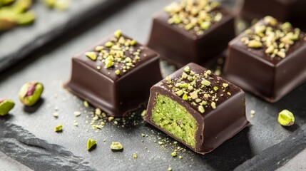 Dubai chocolate with green cataifi and pistachio paste