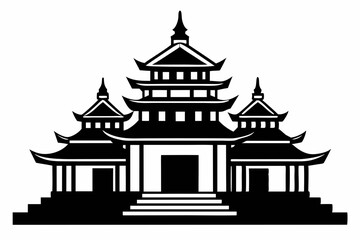 temple line art silhouette vector illustration