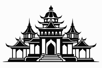 temple line art silhouette vector illustration
