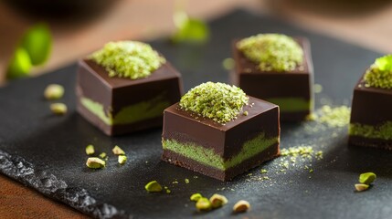 Dubai chocolate with green cataifi and pistachio paste