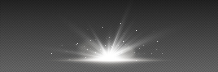 Special explosion flash effect with rays of light and magic sparkles. Vector illustration