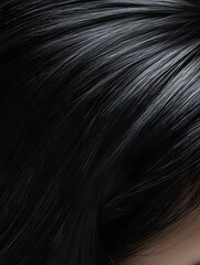 Naklejka premium Captivating Close up of Smooth Korean Woman s Hair with Vibrant Lighting and High Contrast Details