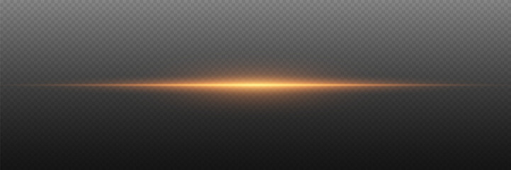 Horizontal line effect, neon beam of light. On a transparent background.