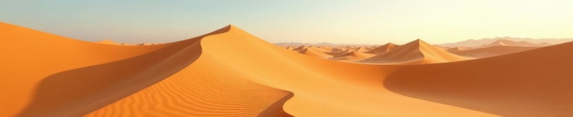 Empty desert sand dunes stretching into horizon, sand, emptiness, barren