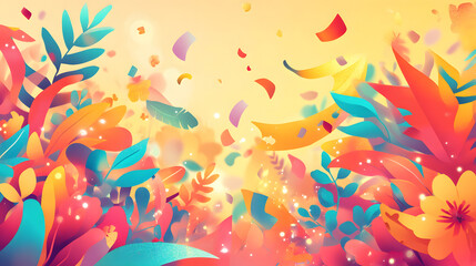 Vibrant Tropical Floral Celebration Background