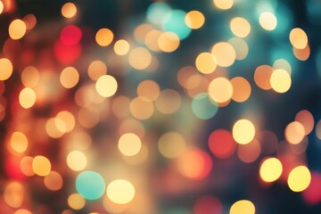 Obraz premium Abstract cream background with blurry festival lights and outdoor celebration bokeh
