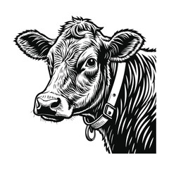Cow vector illustration design, detailed vector, sketch drawn style, isolated on a white background