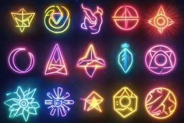 Neon Symbols Collection A Vibrant Display Of Geometric Designs